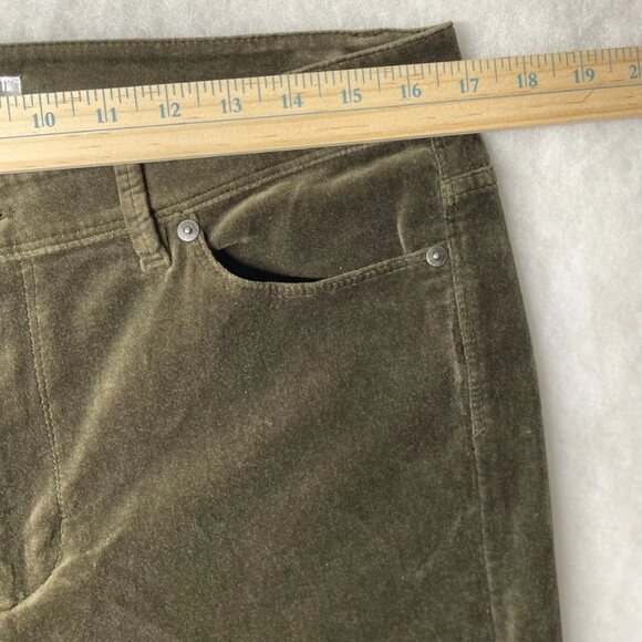 J. Jill Womens Olive Green Flat Front Pocket Velvet Straight Leg Pants Size 12 - Picture 6 of 10